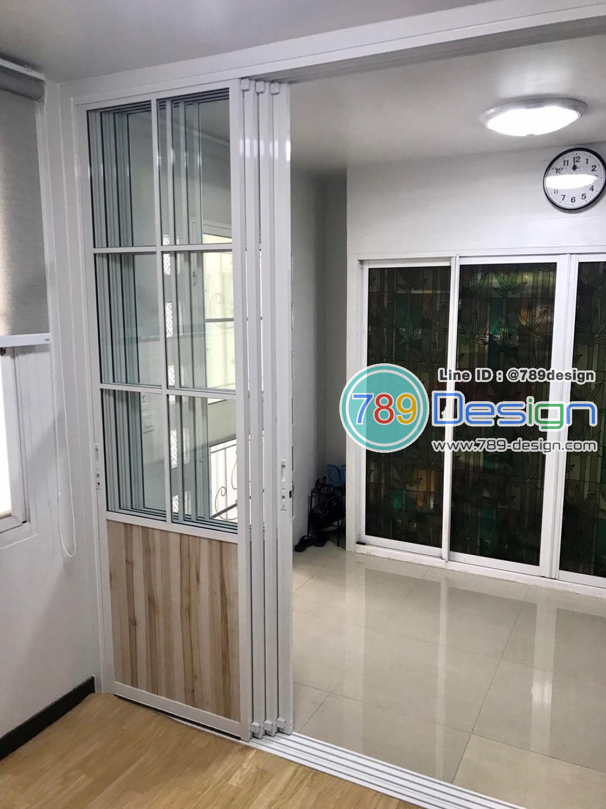 บานเลื่อนซ้อน4บานอิสระเสริมเส้นคาดกรุด้วยแผ่นไม้ บานเลื่อนซ้อน4บานอิสระเสริมเส้นคาดกรุด้วยแผ่นไม้